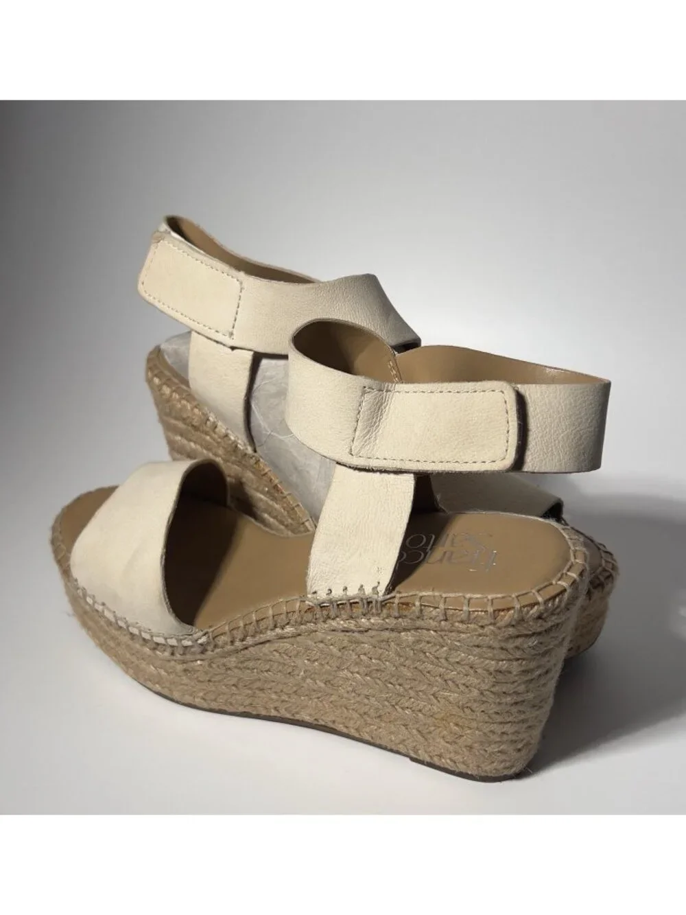 Franco Sarto Espadrille Wedge Sandals Women’s 7M Ivory Ankle Strap